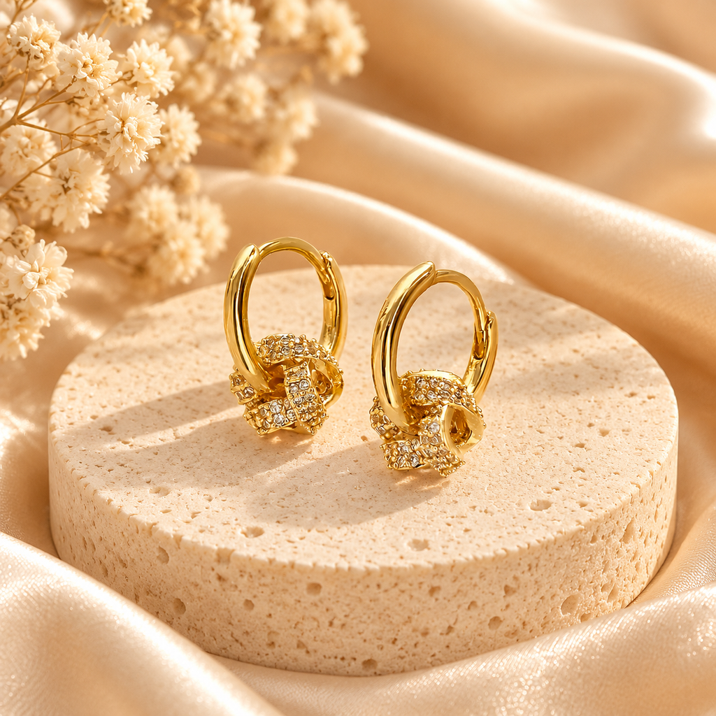 Crystal Knot Hoop Earrings