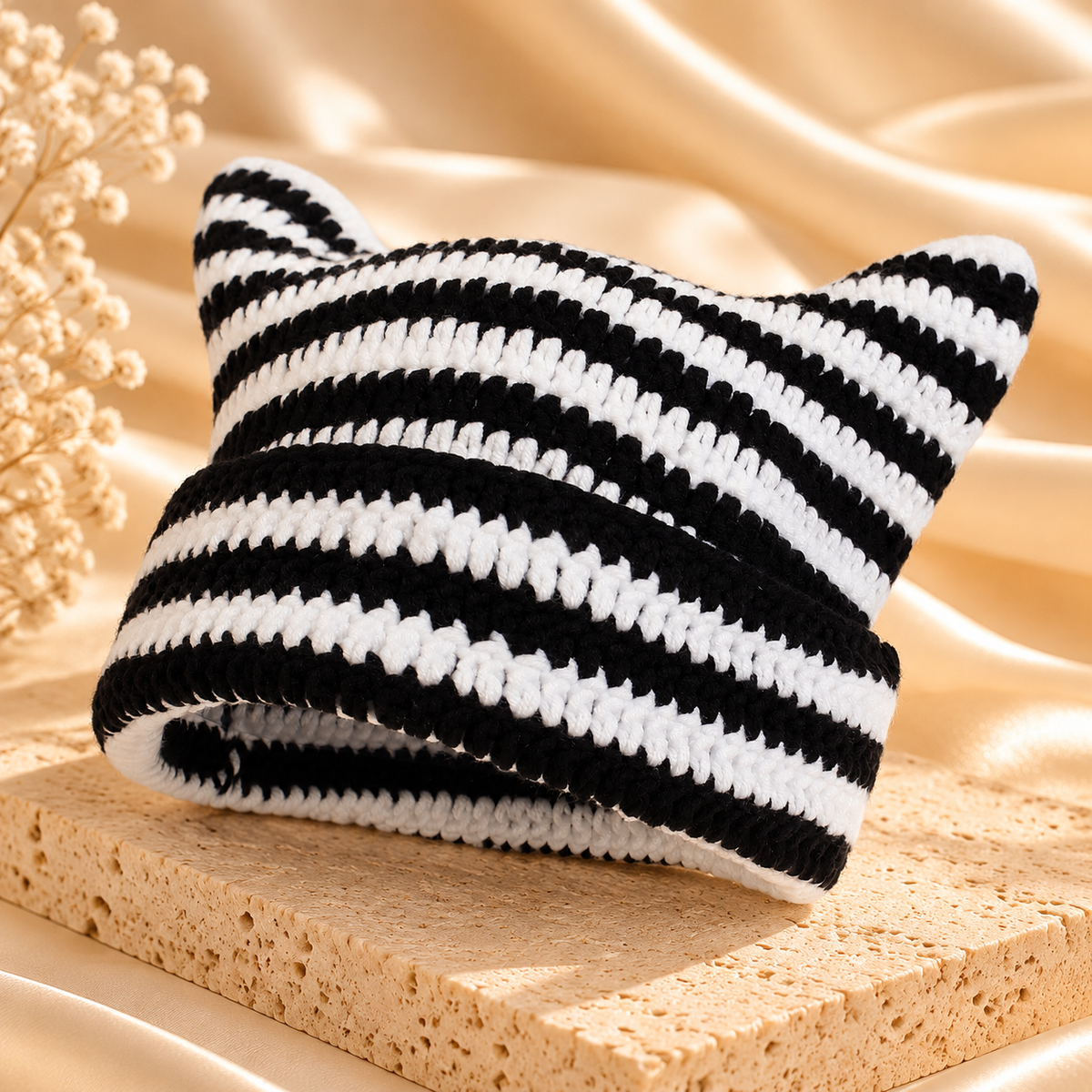 Striped Cat Ear Beanie