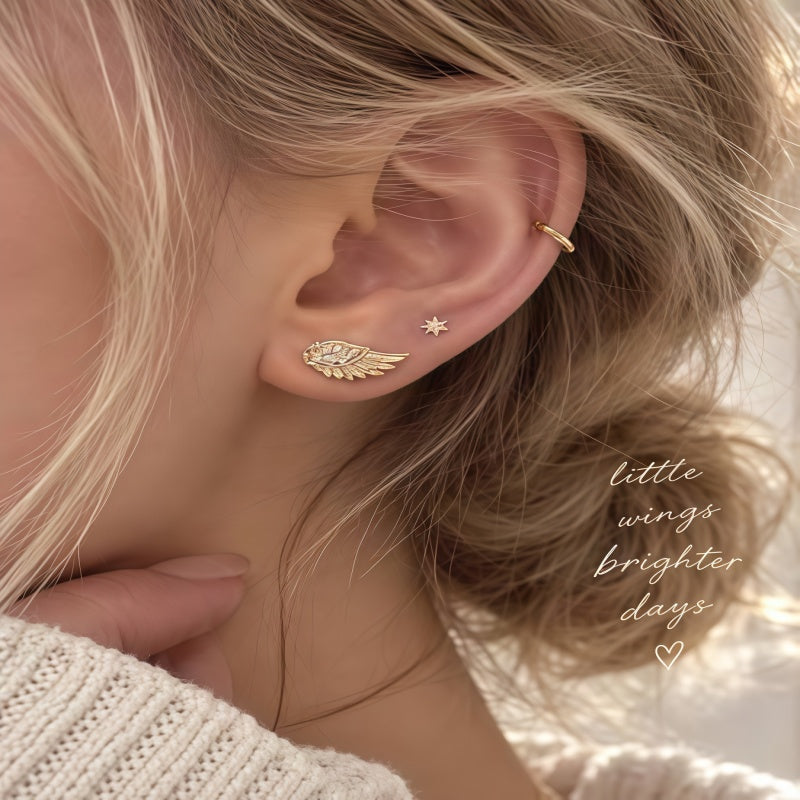 Angel Wing Rhinestone Earrings – 1 Pair
